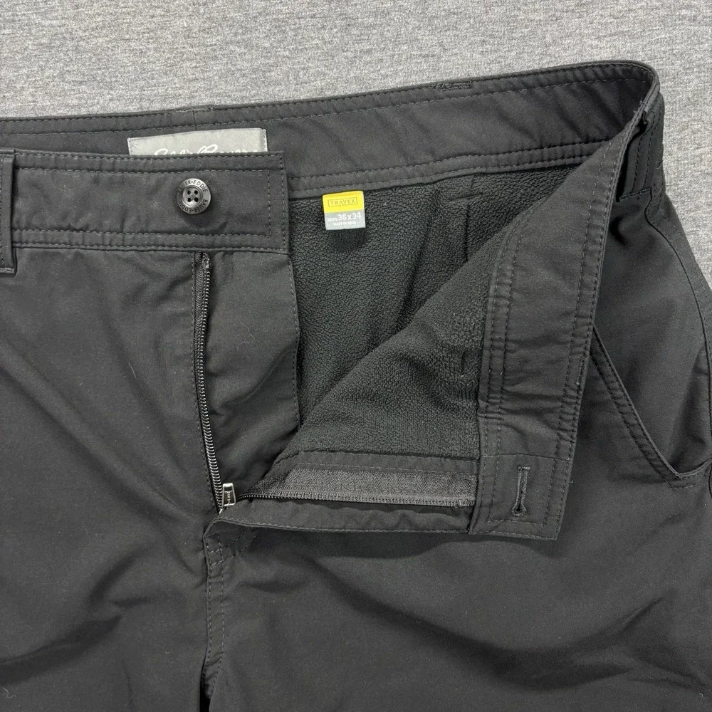 Eddie Bauer Travex Cargo Pants Mens 36x34 Fleece Lined Black Tech Gorpcore